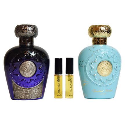 Set 2 Parfumuri Arabesti Lattafa Opulent 100ML, Opulent Dubai + Opulent Blue Oud Elixir + 2 Parfumuri Tester 4ML