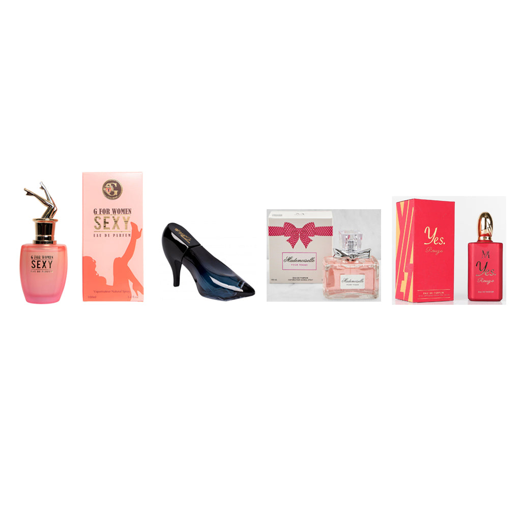 Set 4 Parfumuri pentru Femei 100ML, G for Women + Ferrera Stiletto + Mademoiselle + Yes Rouge