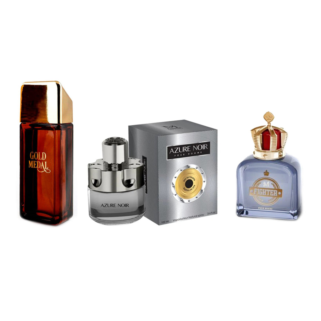 Set 3 Parfumuri pentru Barbati 100ML, Fighter + Azure Noir + Gold Medal