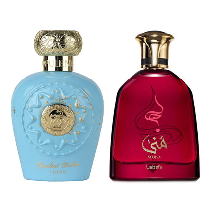 Set 2 Parfumuri Arabesti 100ML, Opulent Dubai de la Lattafa Unisex + Muna de la Lattafa de Dama
