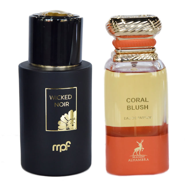 Set 2 Parfumuri Arabesti(1 Barbatesc + 1 de Dama) 100ML, Wicked Noir + Coral Blush
