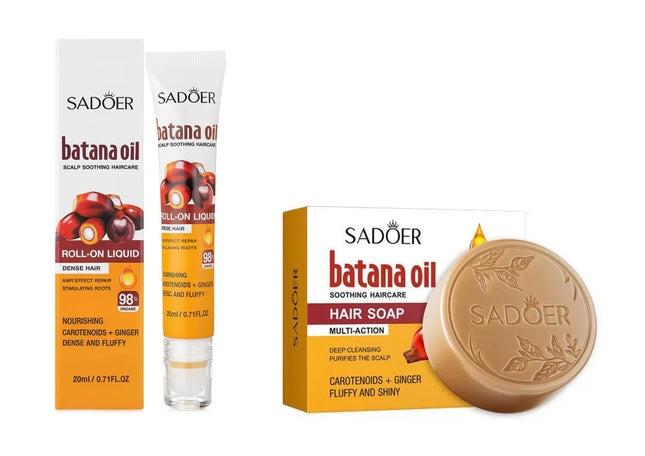 Set Crestere Par Roll-On si Sapun Spalare Par cu Ulei de Batana si Ghimbir